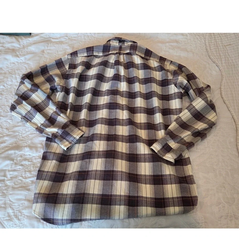 Polo Ralph Lauren Flannel Cotton Benford Plaid Relaxed Brown Cream Casual Medium